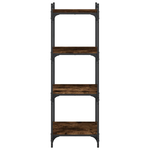 Βιβλιοθήκη 4 Επιπέδων Καπνιστή Δρυς 40x30x120 εκ. Επεξεργ. Ξύλο