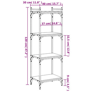 Βιβλιοθήκη 4 Επιπέδων Καφέ Δρυς 40 x 30 x 120 εκ. Επεξεργ. Ξύλο