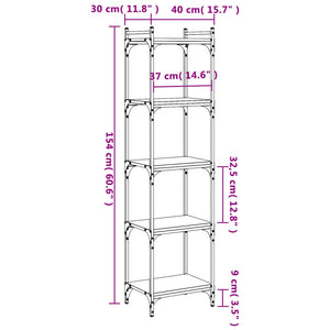 Βιβλιοθήκη 5 Επιπέδων Sonoma Δρυς 40x30x154 εκ. Επεξεργ. Ξύλο