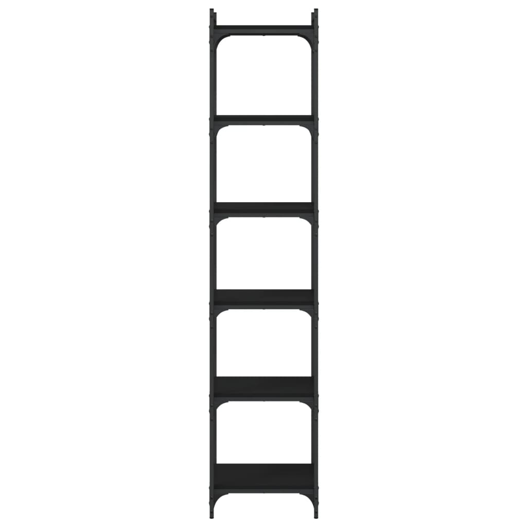 Βιβλιοθήκη 6 Επιπέδων Μαύρη 40x30x188 εκ. Επεξεργασμένο Ξύλο