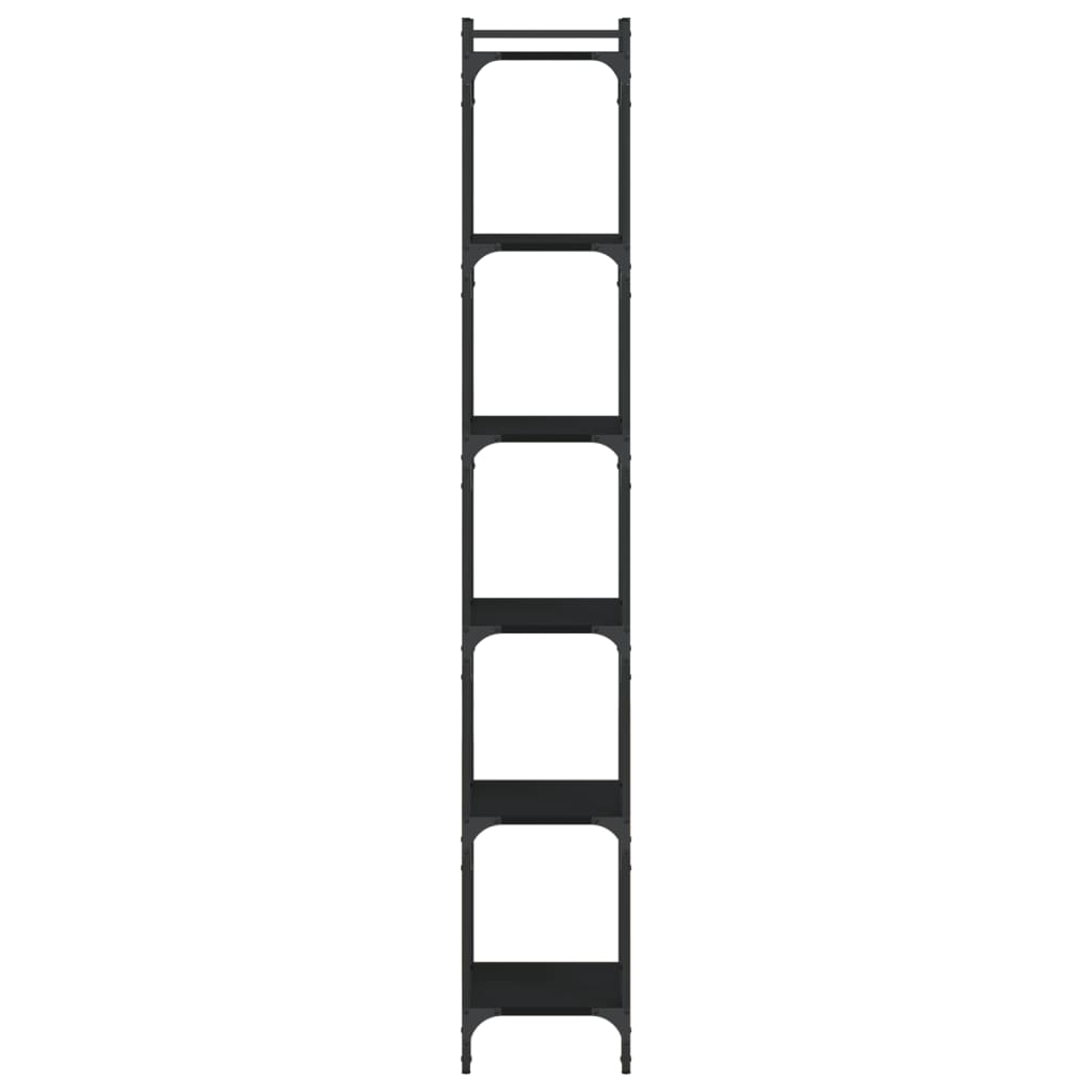 Βιβλιοθήκη 6 Επιπέδων Μαύρη 40x30x188 εκ. Επεξεργασμένο Ξύλο