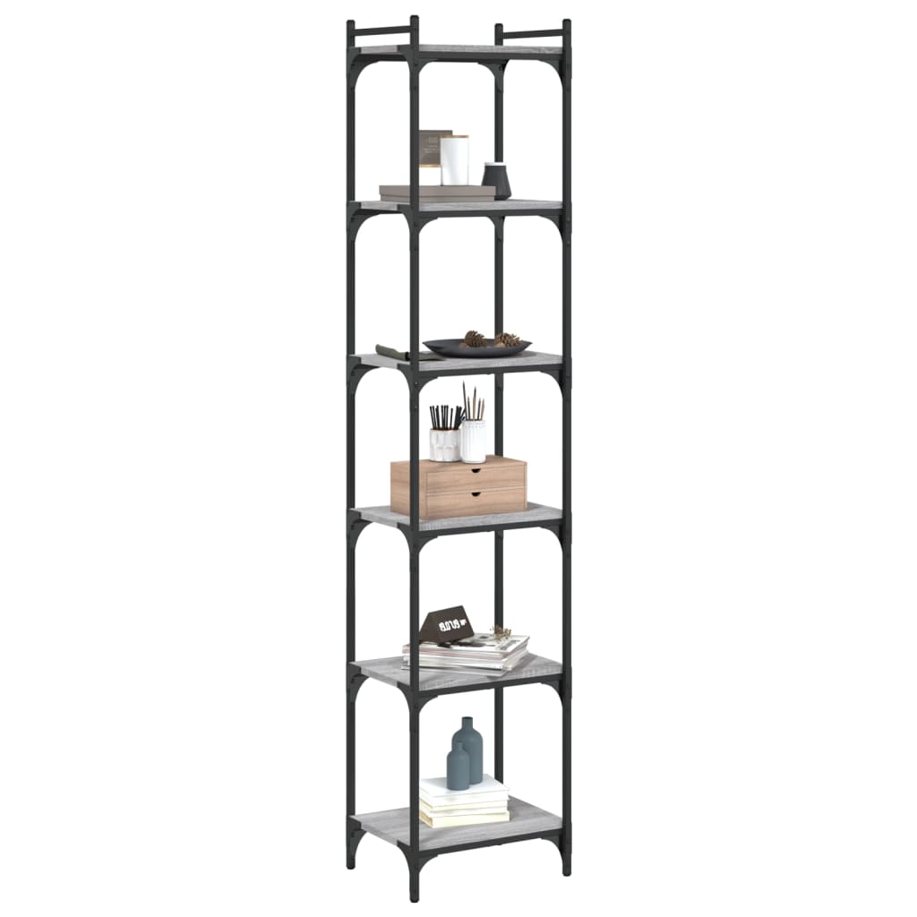 Βιβλιοθήκη 6 Επιπέδων Γκρι Sonoma 40x30x188 εκ. Επεξεργ. Ξύλο