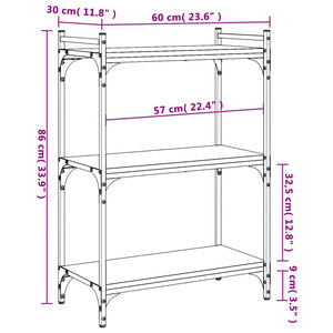 Βιβλιοθήκη 3 Επιπέδων Γκρι Sonoma 60x30x86 εκ. Επεξεργ. Ξύλο - Pakobazaar