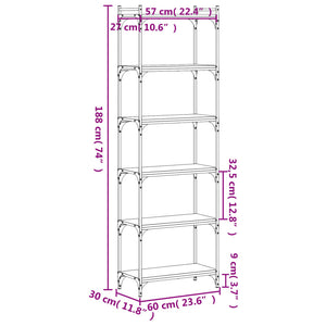 Βιβλιοθήκη 6 Επιπέδων Sonoma Δρυς 60x30x188 εκ. Επεξεργ. Ξύλο