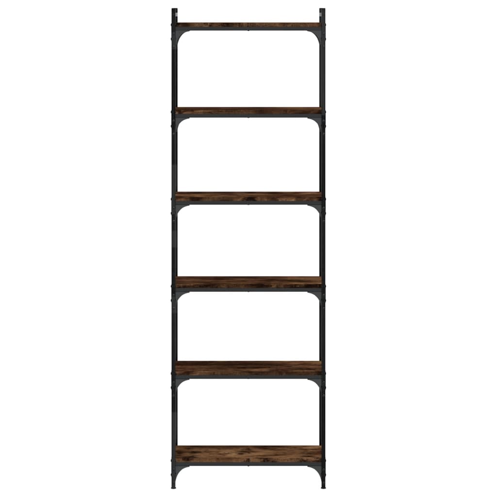 Βιβλιοθήκη 6 Επιπέδων Καπνιστή Δρυς 60x30x188 εκ. Επεξεργ. Ξύλο