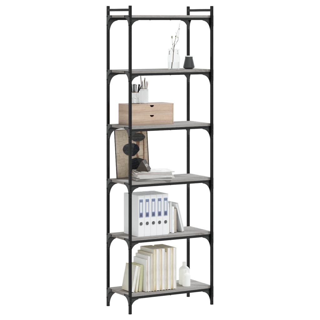 Βιβλιοθήκη 6 Επιπέδων Γκρι Sonoma 60x30x188 εκ. Επεξεργ. Ξύλο