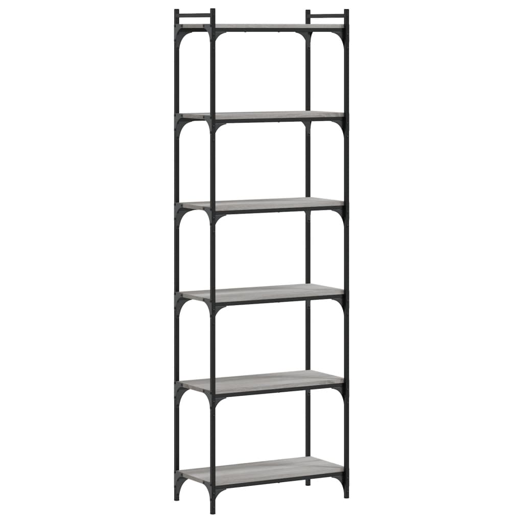 Βιβλιοθήκη 6 Επιπέδων Γκρι Sonoma 60x30x188 εκ. Επεξεργ. Ξύλο