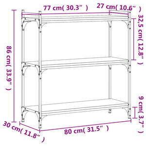 Βιβλιοθήκη 3 Επιπέδων Γκρι Sonoma 80x30x86 εκ. Επεξεργ. Ξύλο