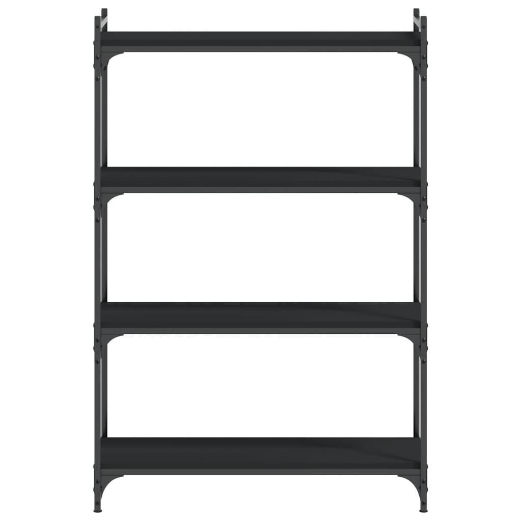 Βιβλιοθήκη 4 Επιπέδων Μαύρη 80x30x120 εκ. Επεξεργασμένο Ξύλο - Pakobazaar