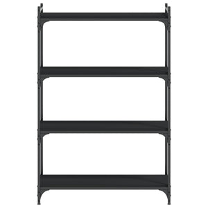 Βιβλιοθήκη 4 Επιπέδων Μαύρη 80x30x120 εκ. Επεξεργασμένο Ξύλο - Pakobazaar