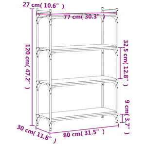 Βιβλιοθήκη 4 Επιπέδων Sonoma Δρυς 80x30x120 εκ. Επεξεργ. Ξύλο