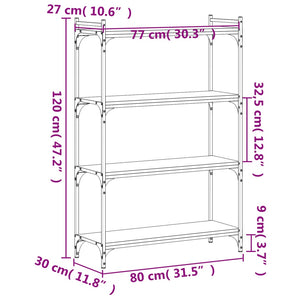 Βιβλιοθήκη 4 Επιπέδων Καπνιστή Δρυς 80x30x120 εκ. Επεξεργ. Ξύλο - Pakobazaar
