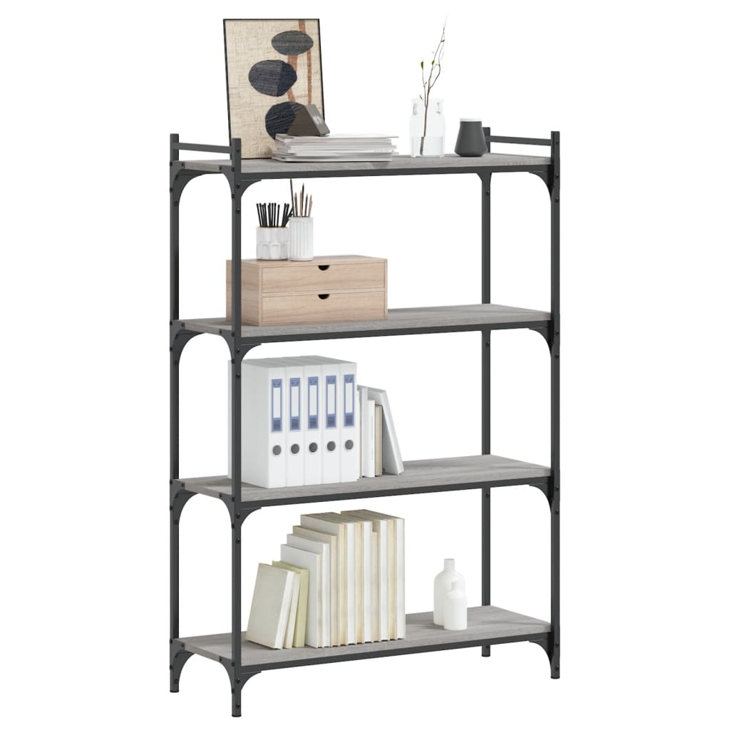 Βιβλιοθήκη 4 Επιπέδων Γκρι Sonoma 80x30x120 εκ. Επεξεργ. Ξύλο