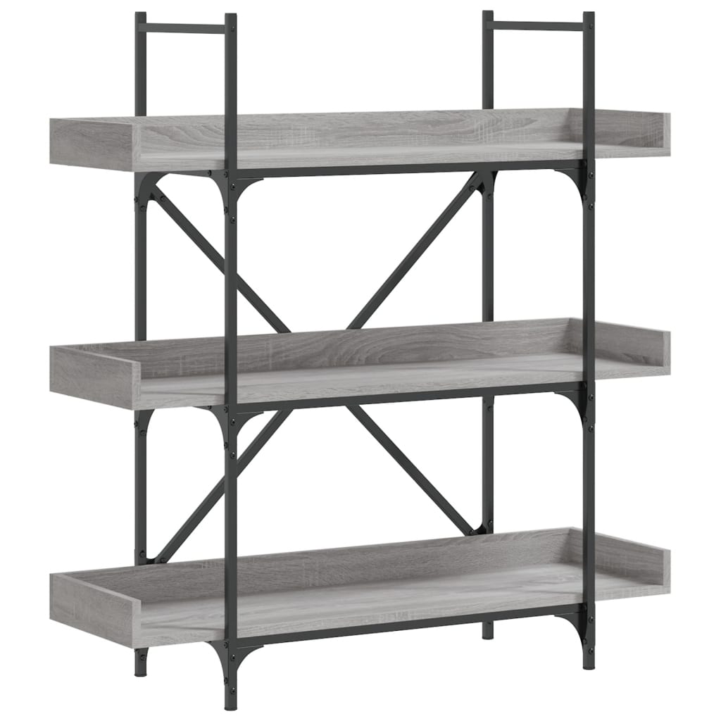 Βιβλιοθήκη 3 Επιπέδων Γκρι Sonoma 100x33x108,5εκ. Επεξεργ. Ξύλο