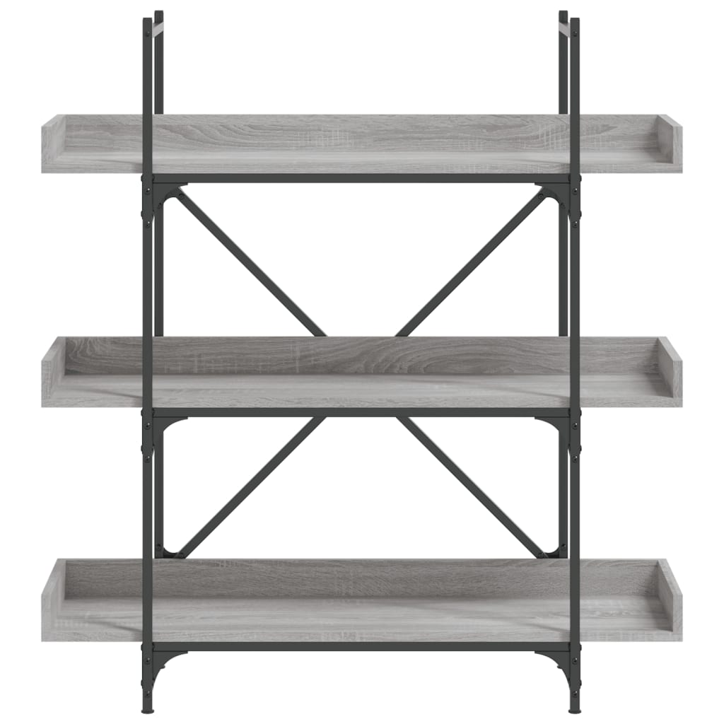 Βιβλιοθήκη 3 Επιπέδων Γκρι Sonoma 100x33x108,5εκ. Επεξεργ. Ξύλο