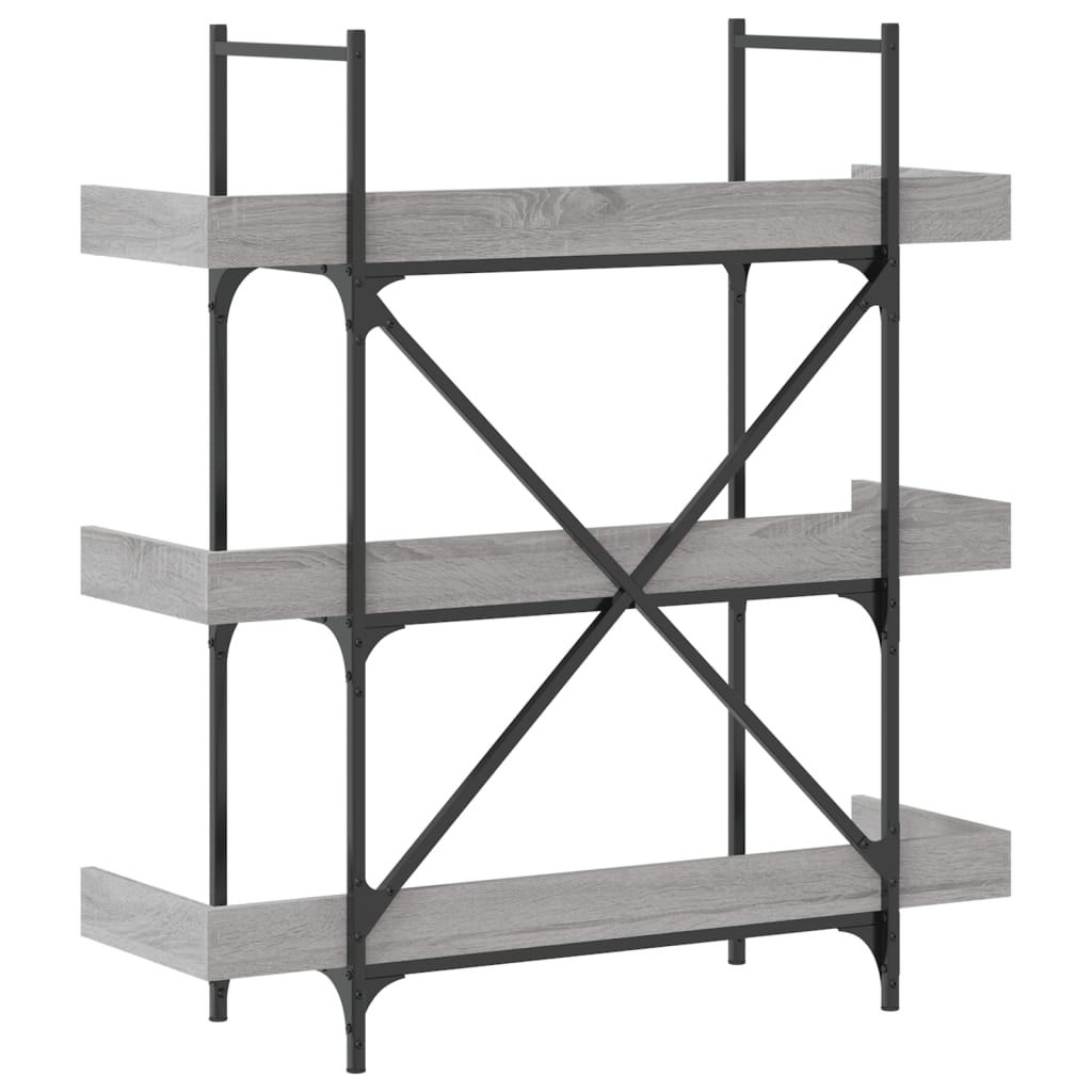 Βιβλιοθήκη 3 Επιπέδων Γκρι Sonoma 100x33x108,5εκ. Επεξεργ. Ξύλο