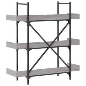 Βιβλιοθήκη 3 Επιπέδων Γκρι Sonoma 100x33x108,5εκ. Επεξεργ. Ξύλο