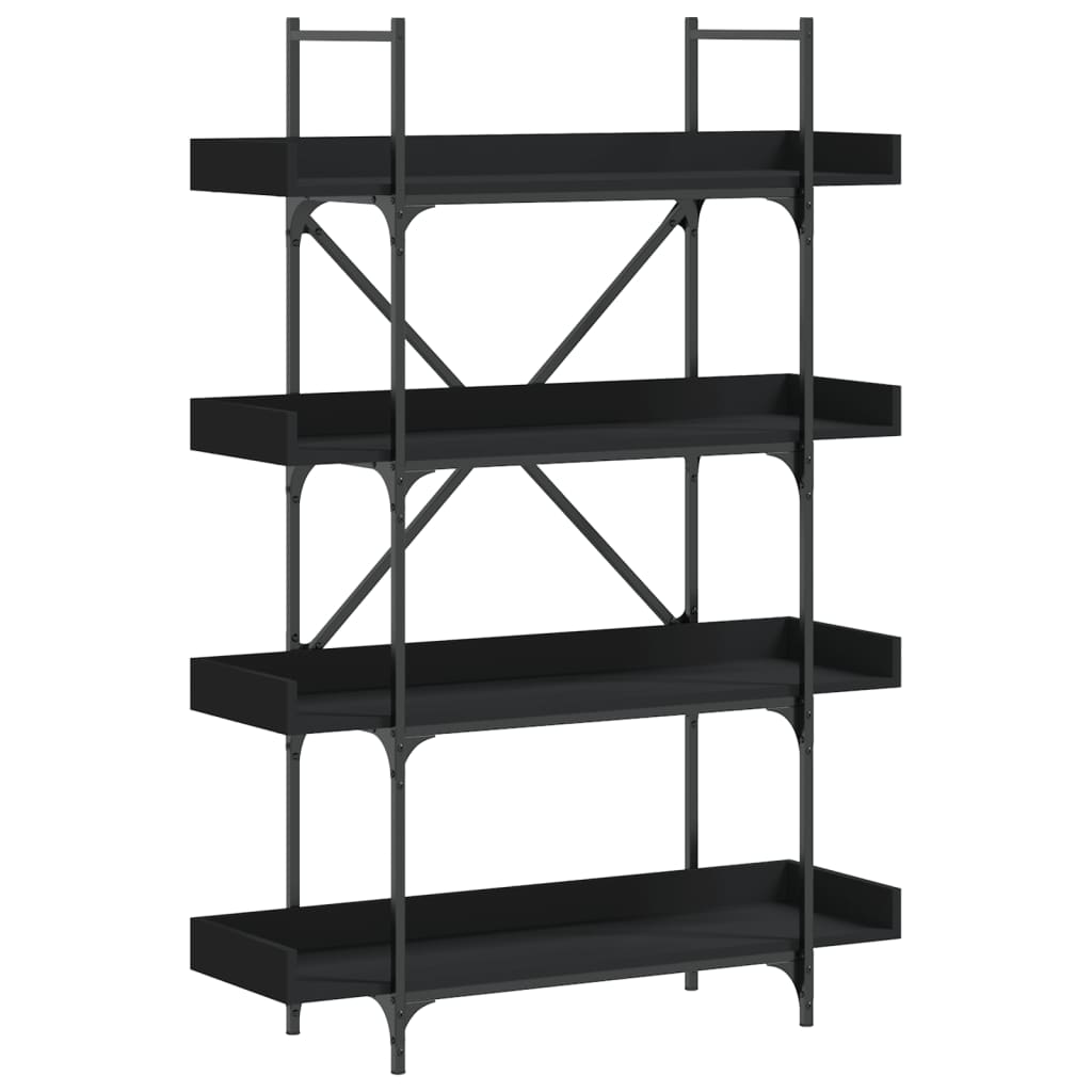 Βιβλιοθήκη 4 Επιπέδων Μαύρη 100x33x145,5 εκ. Επεξεργασμένο Ξύλο
