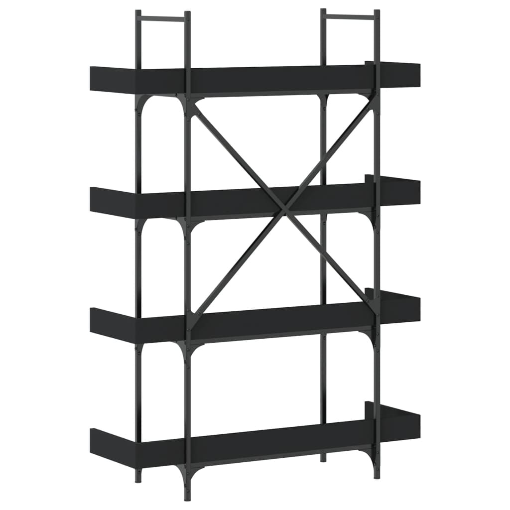 Βιβλιοθήκη 4 Επιπέδων Μαύρη 100x33x145,5 εκ. Επεξεργασμένο Ξύλο