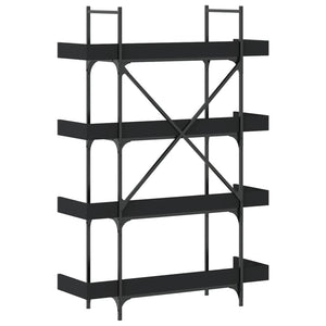 Βιβλιοθήκη 4 Επιπέδων Μαύρη 100x33x145,5 εκ. Επεξεργασμένο Ξύλο