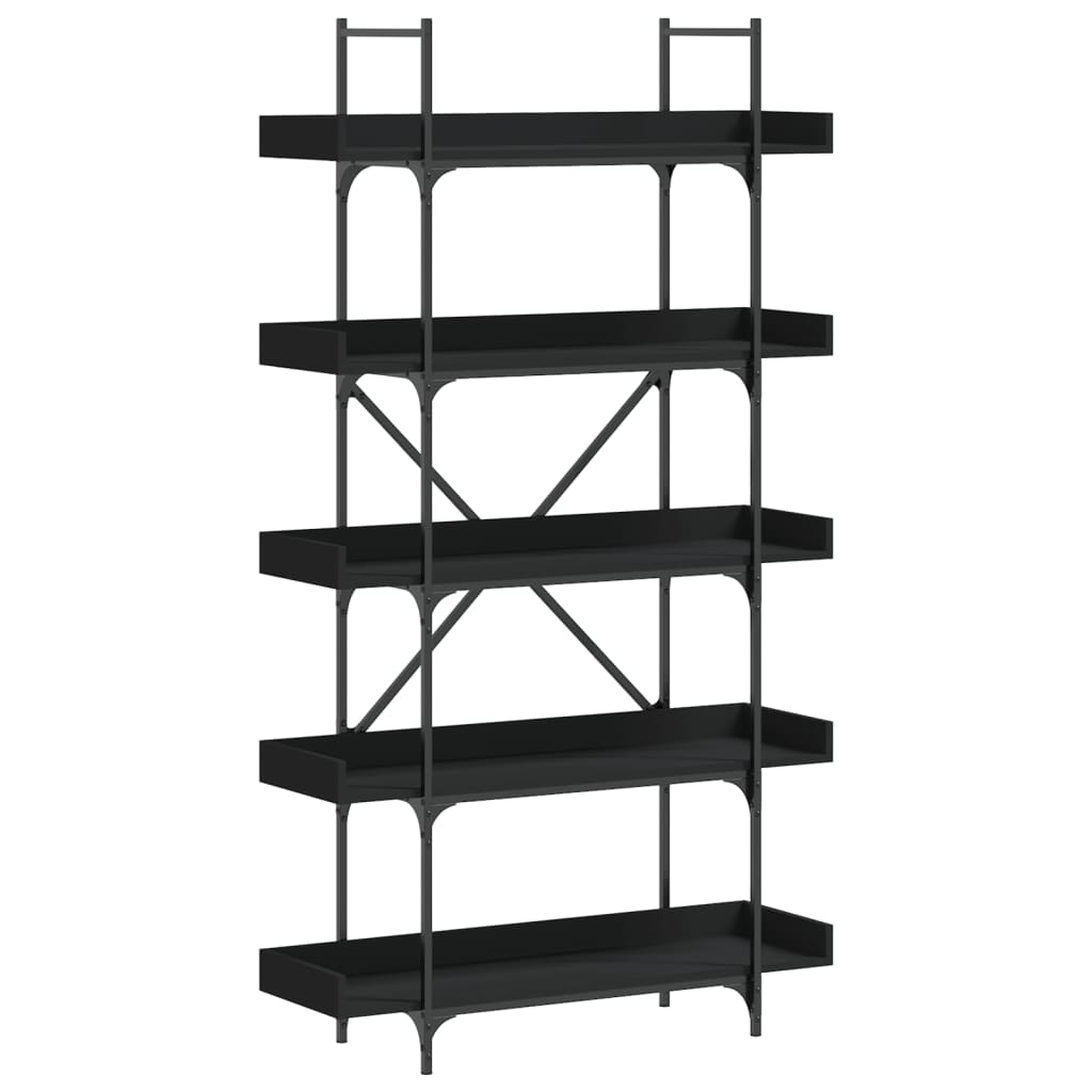 Βιβλιοθήκη 5 Επιπέδων Μαύρη 100 x 33 x 180,5 εκ. Επεξεργ. Ξύλο