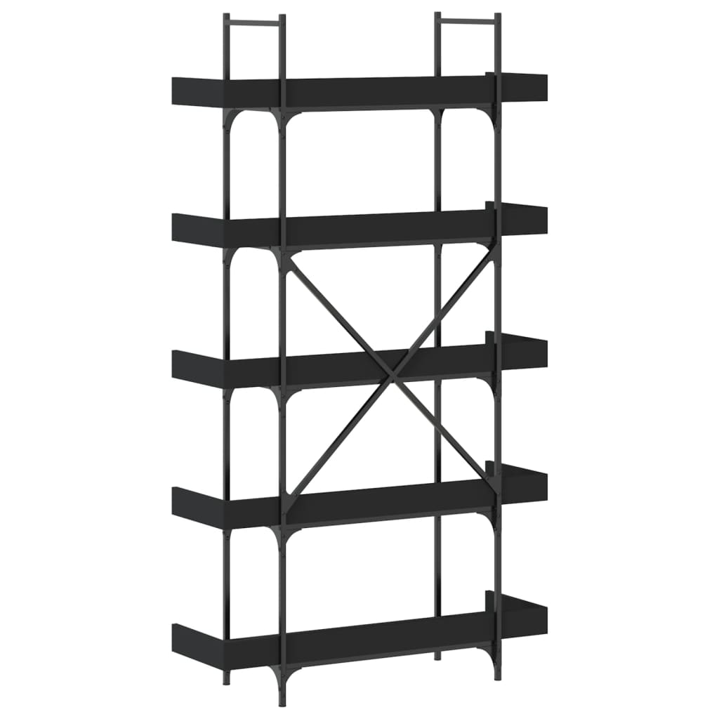 Βιβλιοθήκη 5 Επιπέδων Μαύρη 100 x 33 x 180,5 εκ. Επεξεργ. Ξύλο
