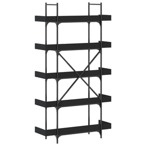 Βιβλιοθήκη 5 Επιπέδων Μαύρη 100 x 33 x 180,5 εκ. Επεξεργ. Ξύλο