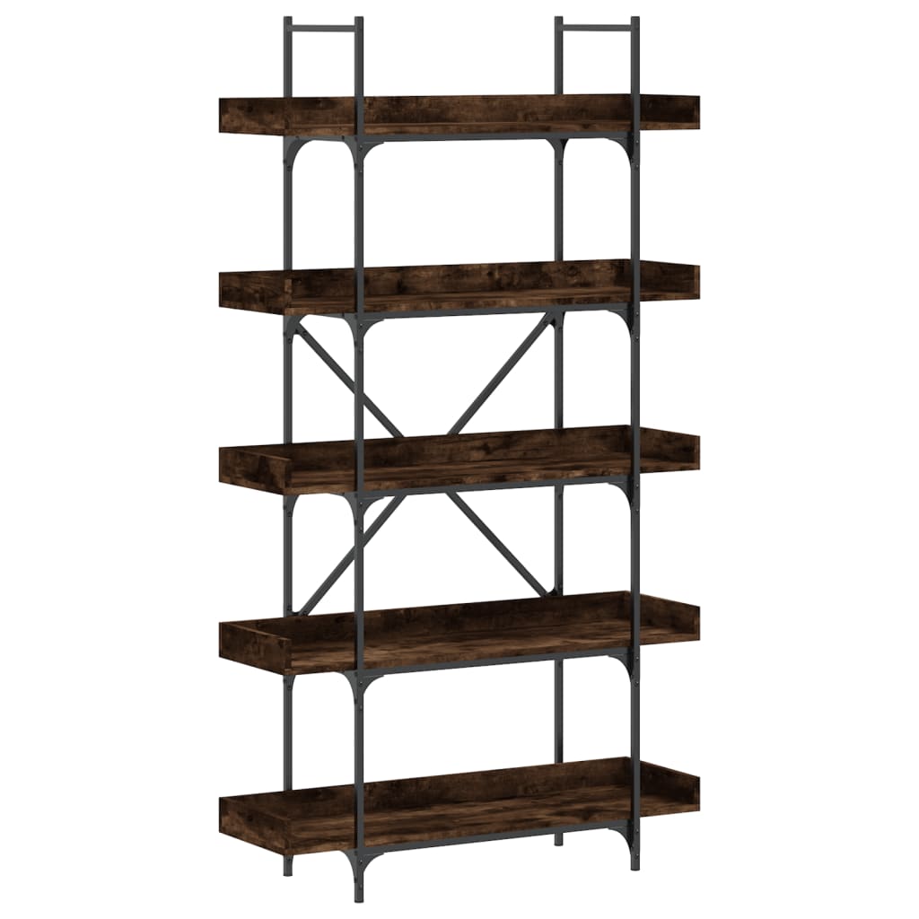 Βιβλιοθήκη 5 Επιπέδων Καπνιστή Δρυς 100x33x180,5 εκ. Επεξ. Ξύλο - Pakobazaar