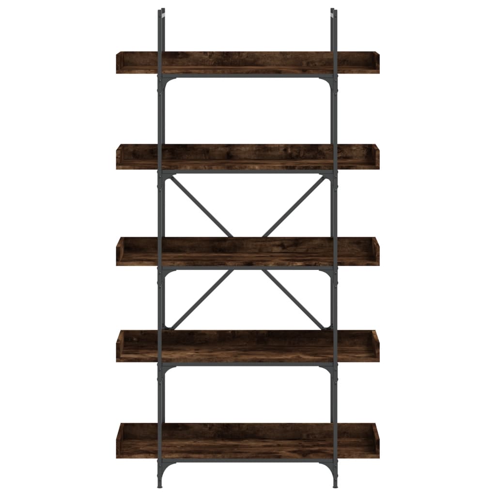 Βιβλιοθήκη 5 Επιπέδων Καπνιστή Δρυς 100x33x180,5 εκ. Επεξ. Ξύλο - Pakobazaar