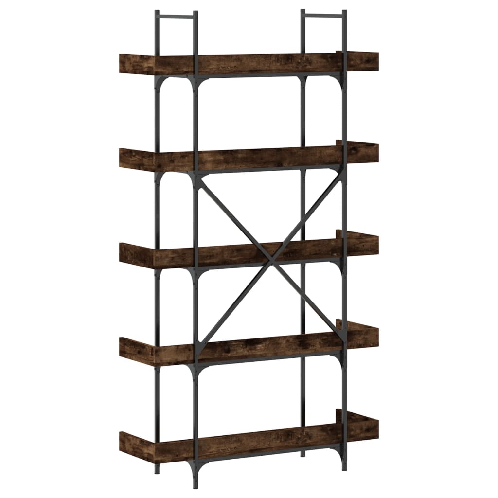 Βιβλιοθήκη 5 Επιπέδων Καπνιστή Δρυς 100x33x180,5 εκ. Επεξ. Ξύλο - Pakobazaar