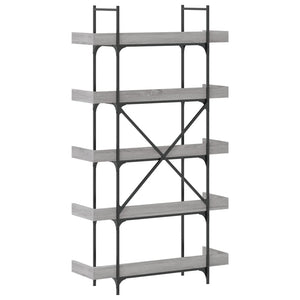 Βιβλιοθήκη 5 Επιπέδων Γκρι Sonoma 100x33x180,5εκ. Επεξεργ. Ξύλο