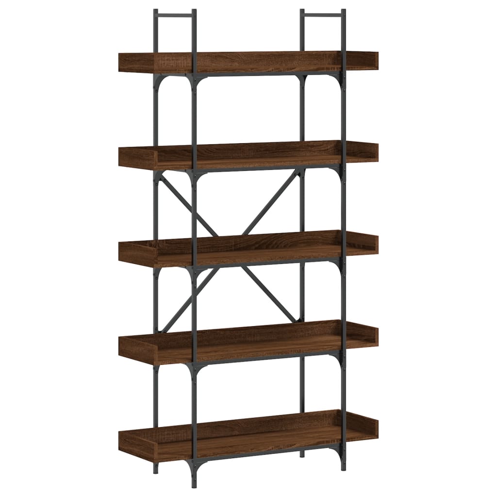 Βιβλιοθήκη 5 Επιπέδων Καφέ Δρυς 100x33x180,5 εκ. Επεξεργ. Ξύλο