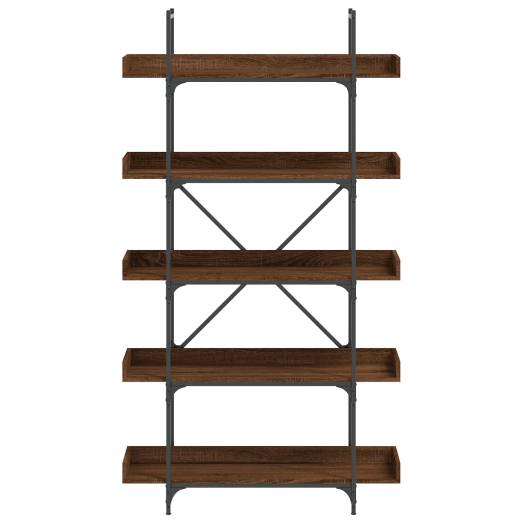 Βιβλιοθήκη 5 Επιπέδων Καφέ Δρυς 100x33x180,5 εκ. Επεξεργ. Ξύλο