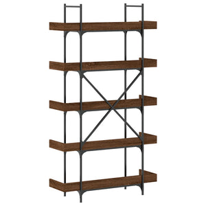 Βιβλιοθήκη 5 Επιπέδων Καφέ Δρυς 100x33x180,5 εκ. Επεξεργ. Ξύλο