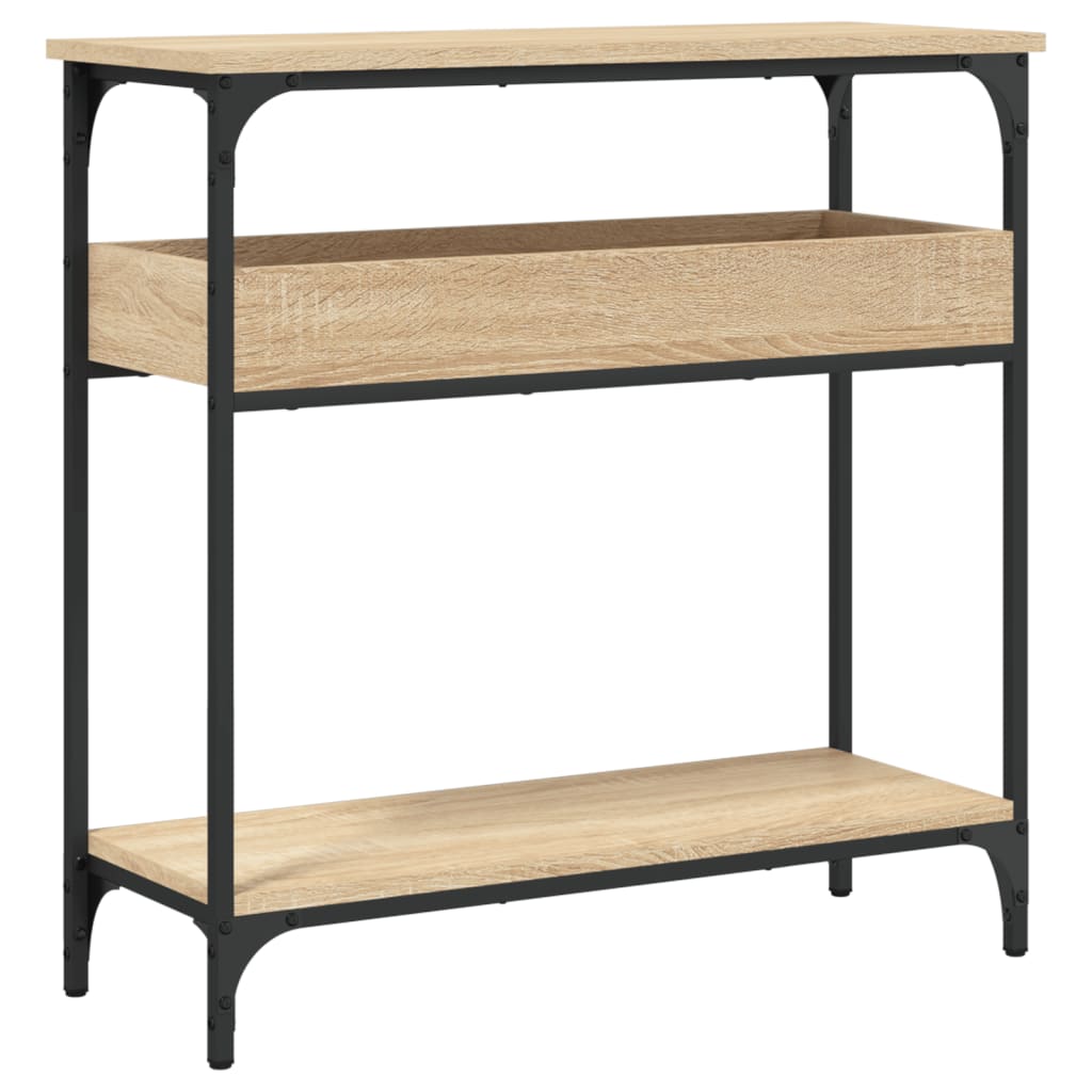 Τραπέζι Κονσόλα με Ράφι Sonoma Δρυς 75x29x75 εκ. Επεξεργ. Ξύλο
