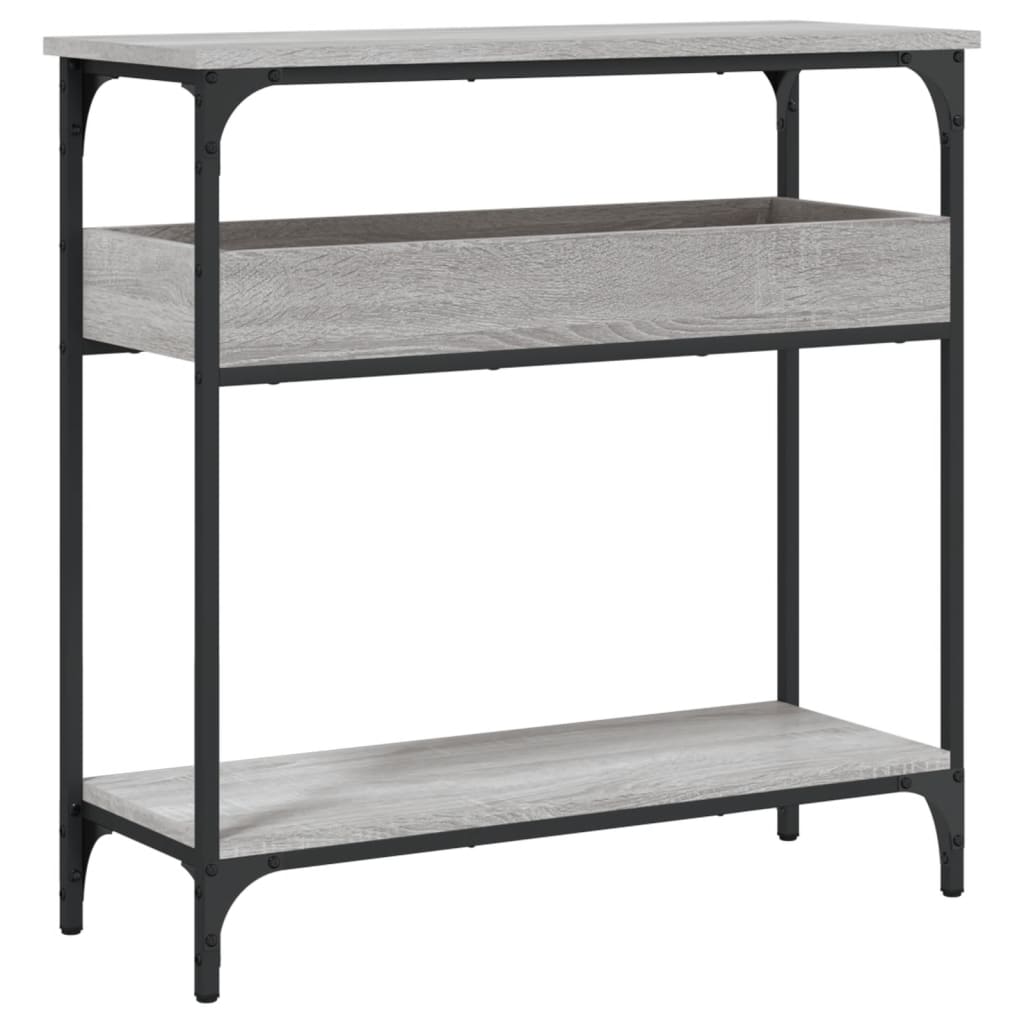 Τραπέζι Κονσόλα με Ράφι Γκρι Sonoma 75x29x75 εκ. Επεξεργ. Ξύλο