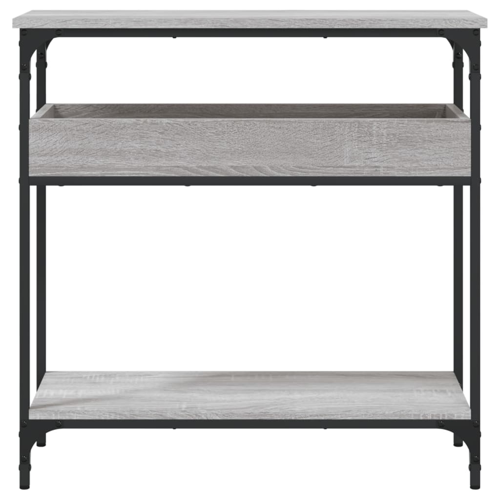 Τραπέζι Κονσόλα με Ράφι Γκρι Sonoma 75x29x75 εκ. Επεξεργ. Ξύλο