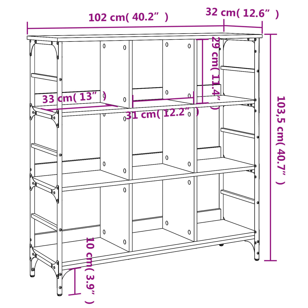 Ραφιέρα Γκρι Sonoma 102 x 32 x 103,5 εκ. από Επεξεργασμένο Ξύλο