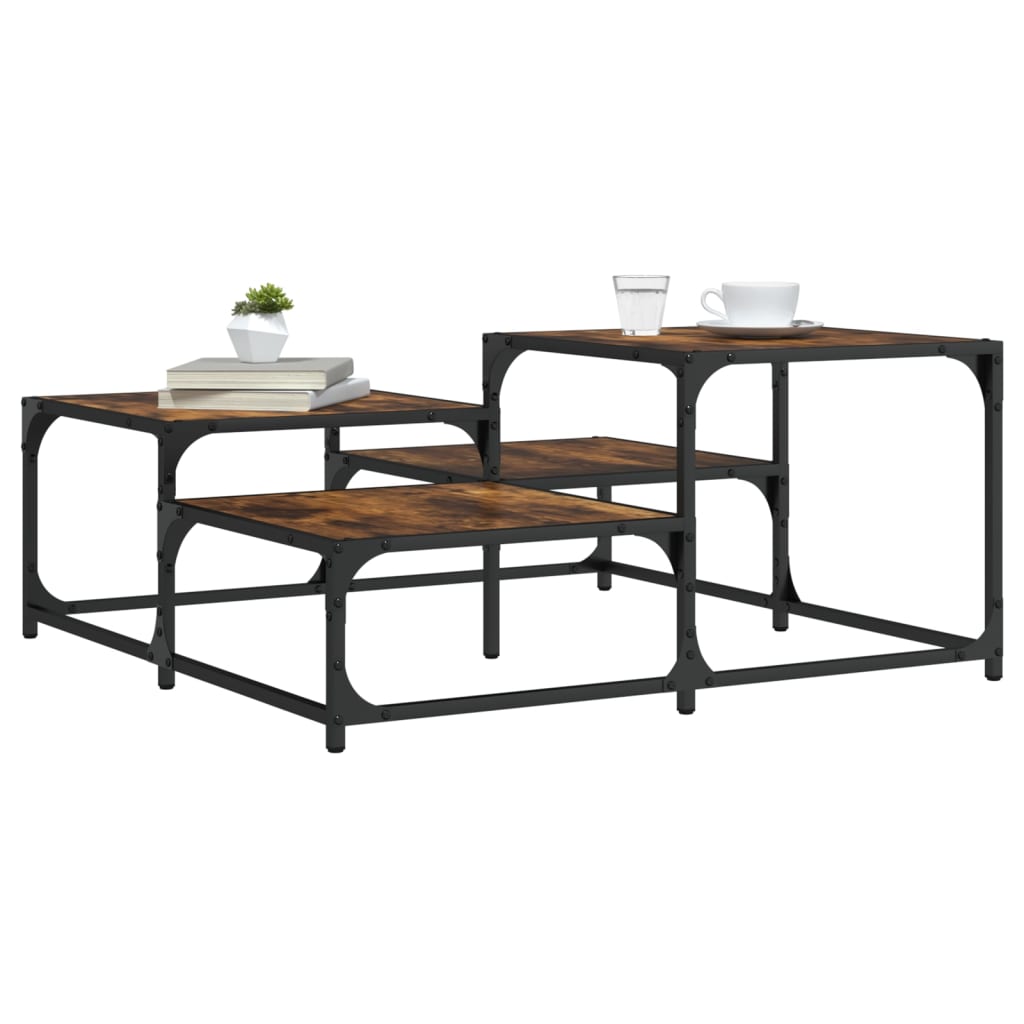 Τραπεζάκι Σαλονιού Καπνιστή Δρυς 87,5x87,5x40 εκ. Επεξεργ. Ξύλο