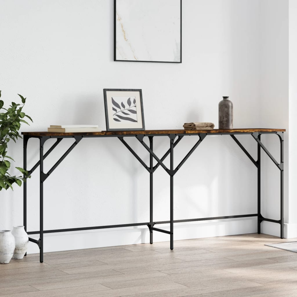 Τραπέζι Κονσόλα Καπνιστή Δρυς 180x29x75 εκ. Επεξεργασμένο Ξύλο