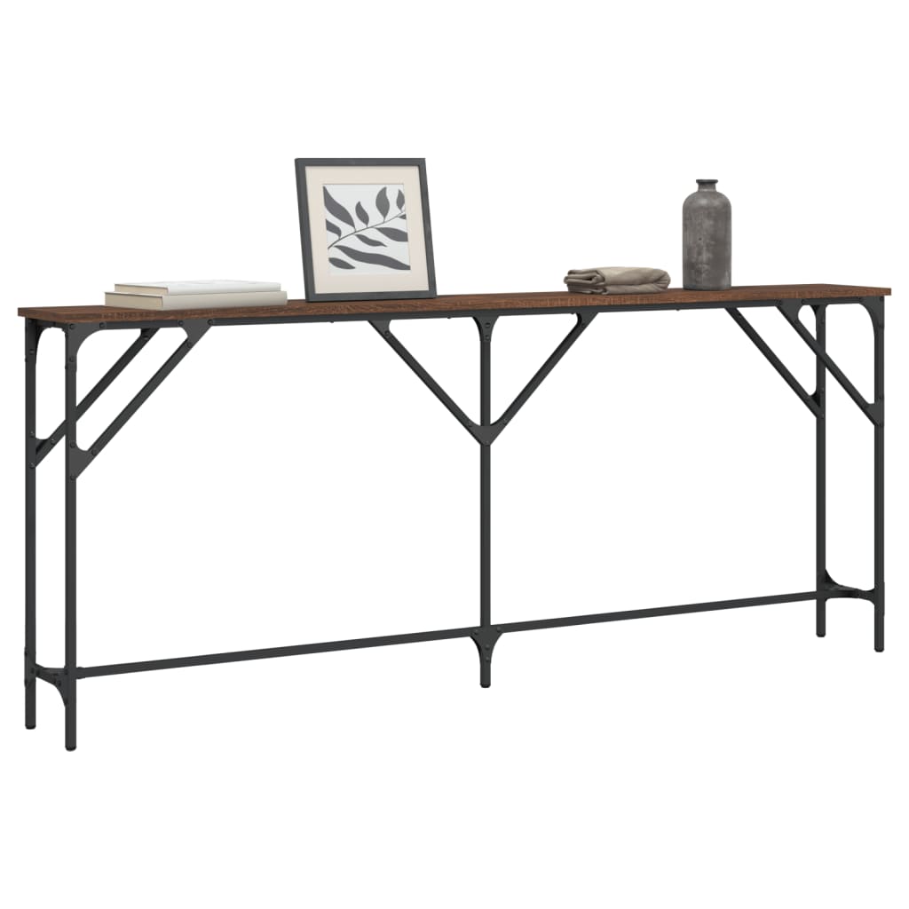 Τραπέζι Κονσόλα Καφέ Δρυς 180x23x75 εκ. Επεξεργασμένο Ξύλο