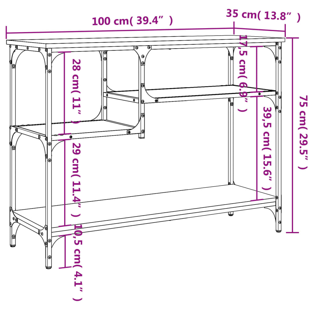 Τραπέζι Κονσόλα με Ράφια Sonoma Δρυς 100 x 35 x 75 εκ.