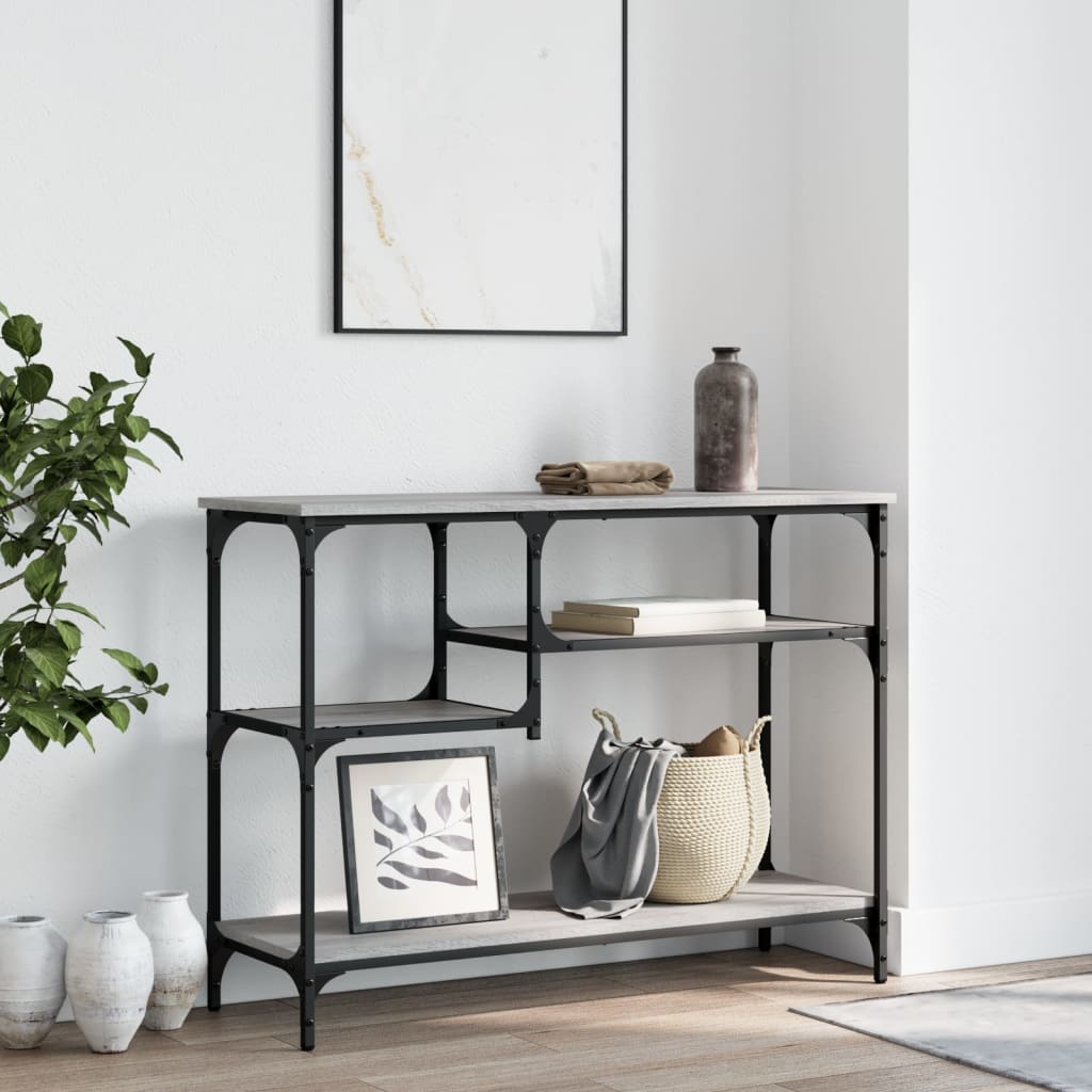 Τραπέζι Κονσόλα με Ράφια Γκρι Sonoma 100 x 35 x 75 εκ.