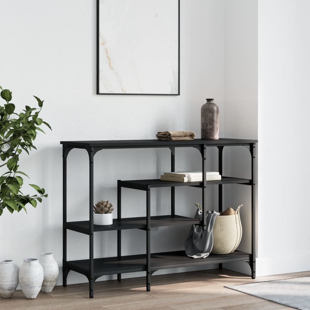 Τραπέζι Κονσόλα με Ράφια Μαύρο 100 x 35 x 75 εκ. - Pakobazaar