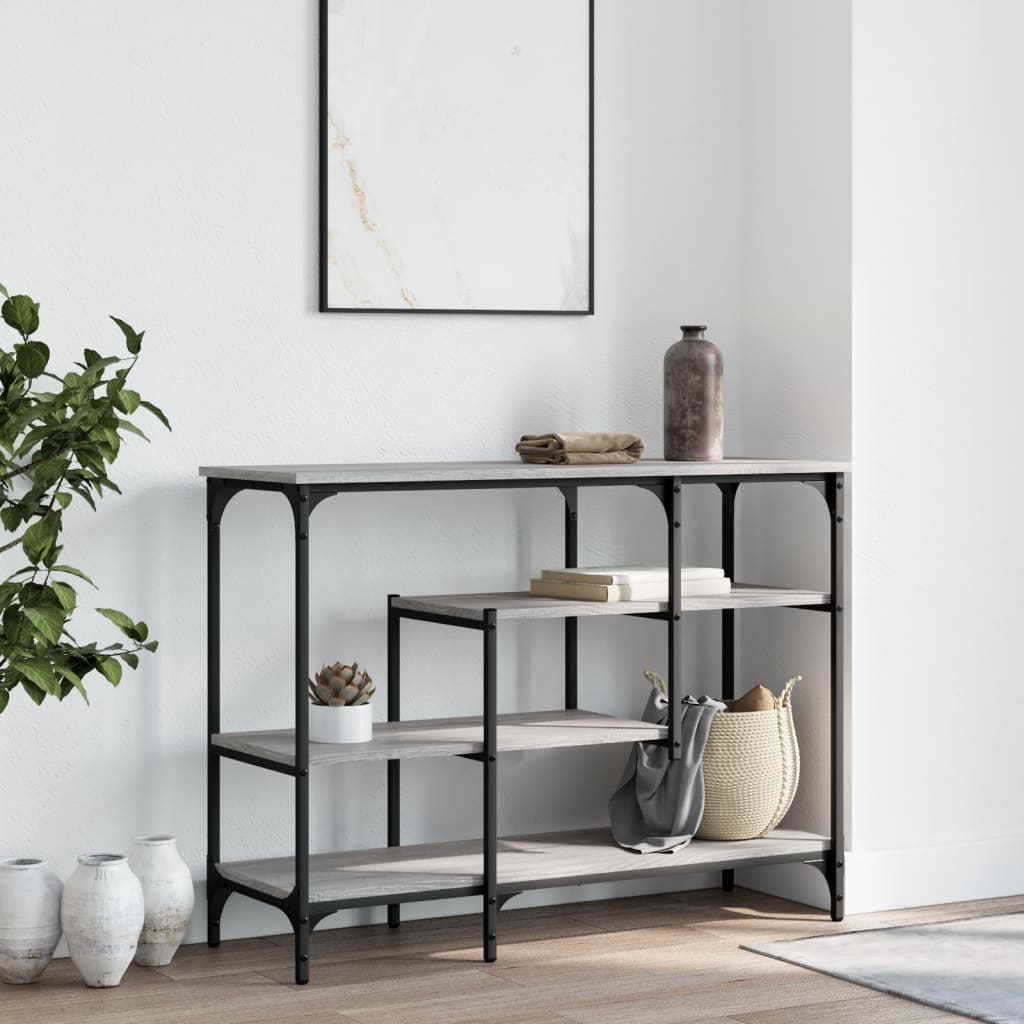 Τραπέζι Κονσόλα με Ράφια Γκρι Sonoma 100 x 35 x 75 εκ.