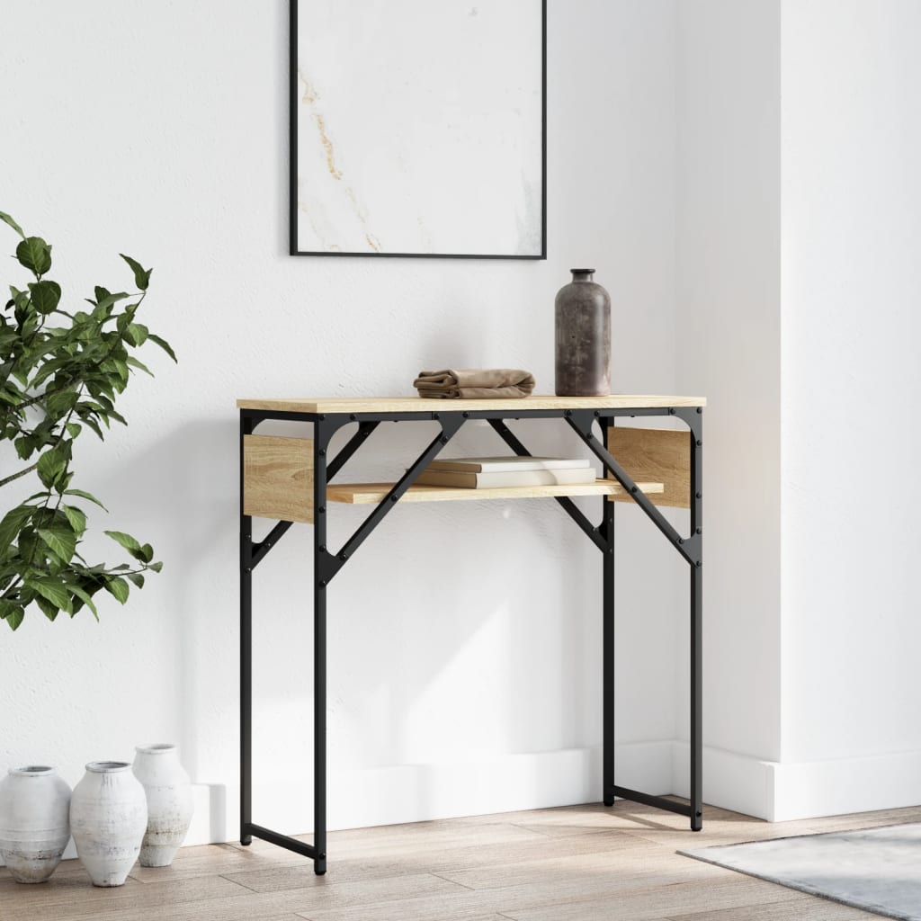 Τραπέζι Κονσόλα με Ράφι Sonoma Δρυς 75x30x75 εκ. Επεξεργ. Ξύλο - Pakobazaar