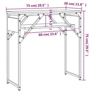 Τραπέζι Κονσόλα με Ράφι Καπνιστή Δρυς 75x30x75 εκ. Επεξ. Ξύλο - Pakobazaar