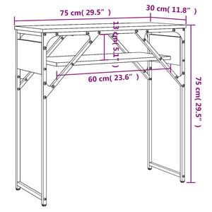 Τραπέζι Κονσόλα με Ράφι Καφέ Δρυς 75x30x75 εκ. Επεξεργ. Ξύλο - Pakobazaar
