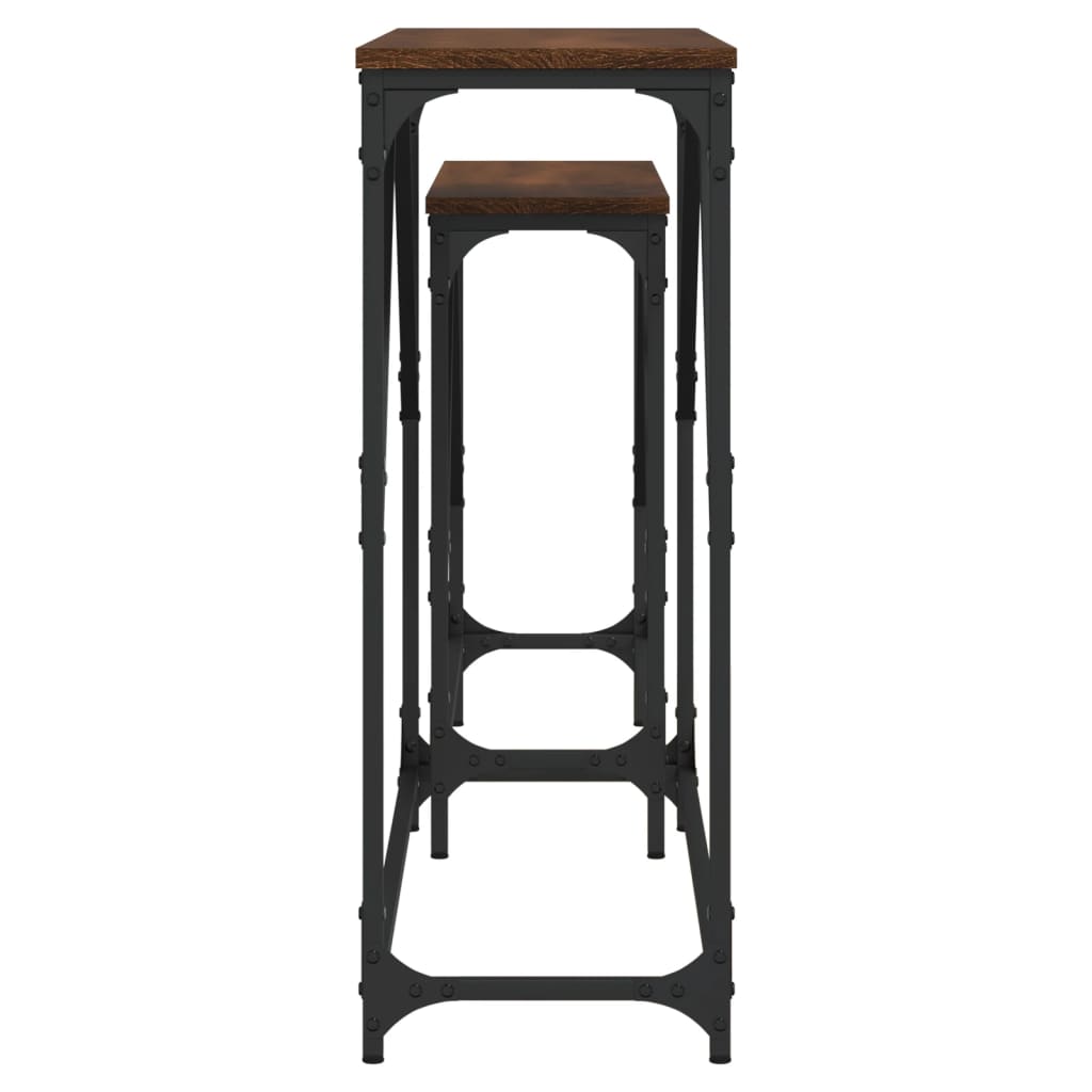 Τραπέζια Κονσόλας Ζιγκόν 2 τεμ. Καφέ Δρυς Επεξεργασμένο Ξύλο