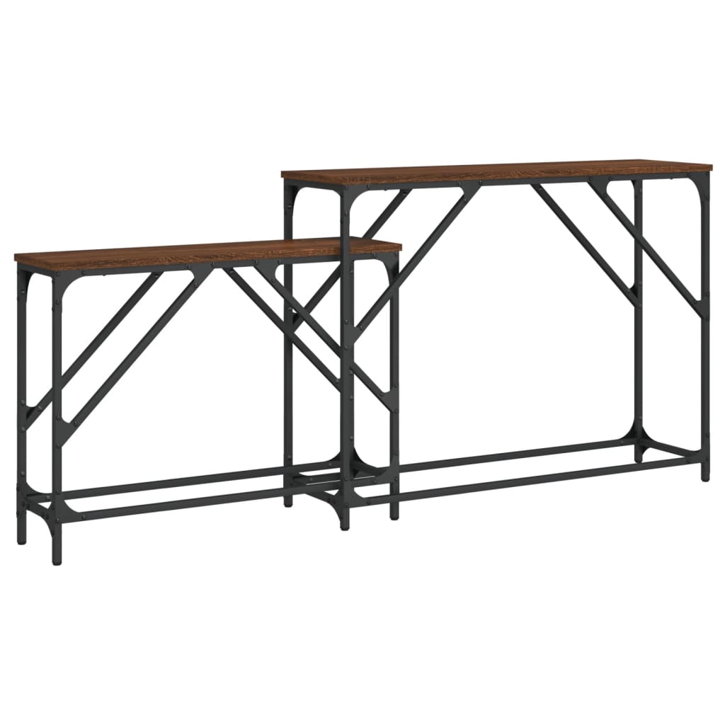 Τραπέζια Κονσόλας Ζιγκόν 2 τεμ. Καφέ Δρυς Επεξεργασμένο Ξύλο